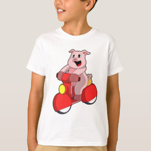 Pig als Biker mit Scooter T-Shirt