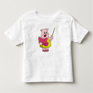 Pig als Lehrer mit Buch Kleinkind T-shirt