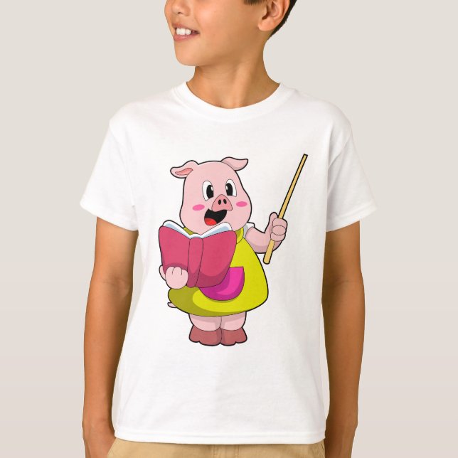 Pig als Lehrer mit Buch T-Shirt (Vorderseite)