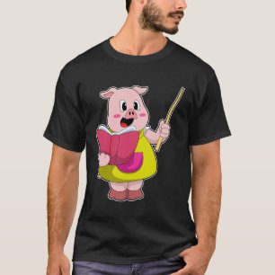 Pig als Lehrer mit Buch T-Shirt