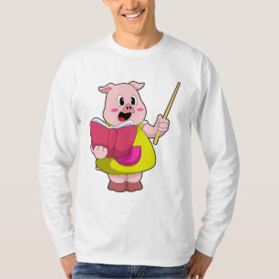 Pig als Lehrer mit Buch T-Shirt