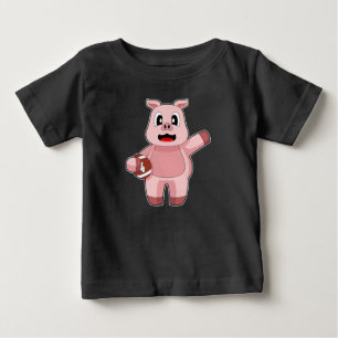 Pig American Football Sports Baby T-shirt