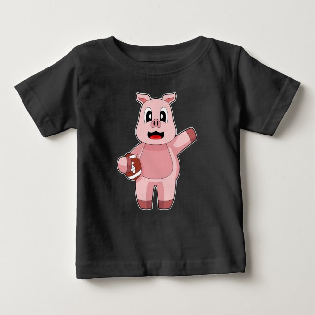 Pig American Football Sports Baby T-shirt (Vorderseite)