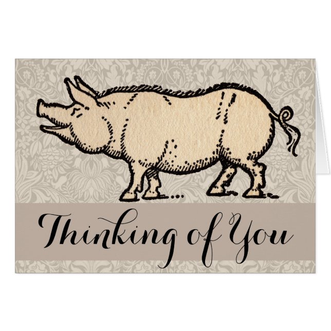 Pig Antique Piggy Niedlich Vintag (Vorderseite (Horizontal))