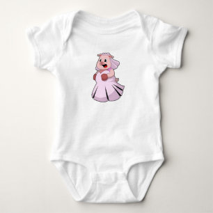 Pig as Bride mit Hochzeitskleid.PNG Baby Strampler