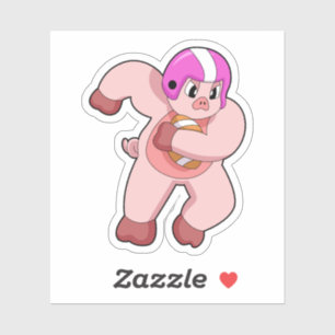 Pig at Football Sports Aufkleber