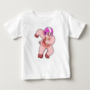 Pig at Football Sports Baby T-shirt