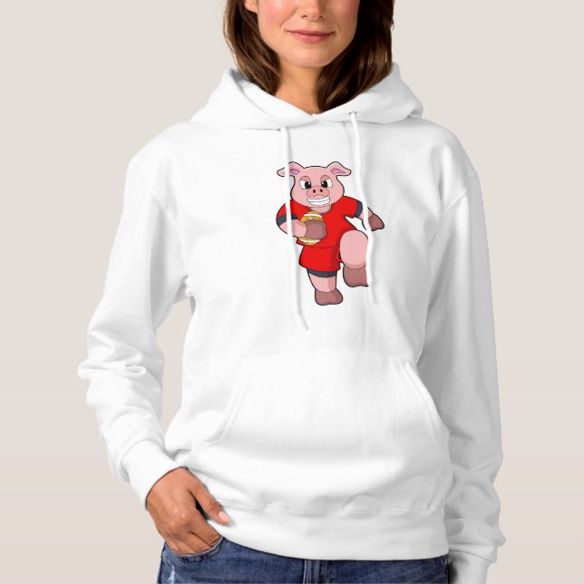 Pig at Football Sports Hoodie (Vorderseite)