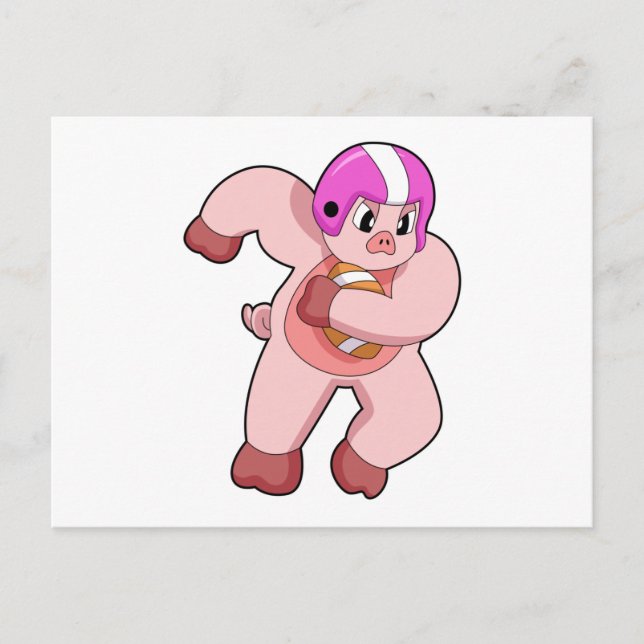 Pig at Football Sports Postkarte (Vorderseite)