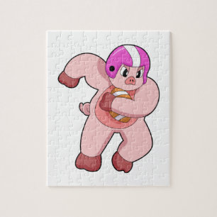 Pig at Football Sports Puzzle