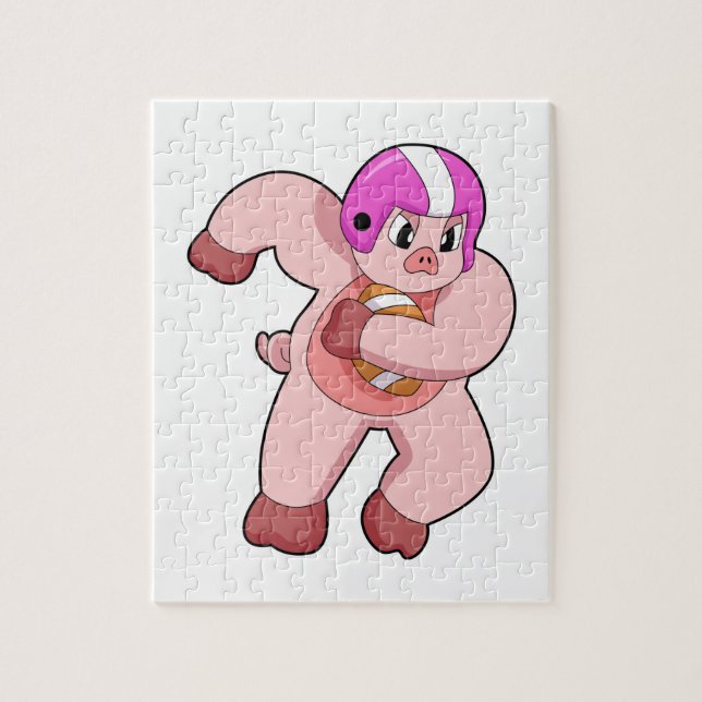 Pig at Football Sports Puzzle (Vertikal)