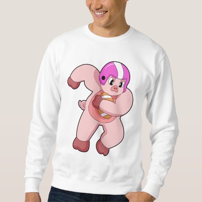 Pig at Football Sports Sweatshirt (Vorderseite)