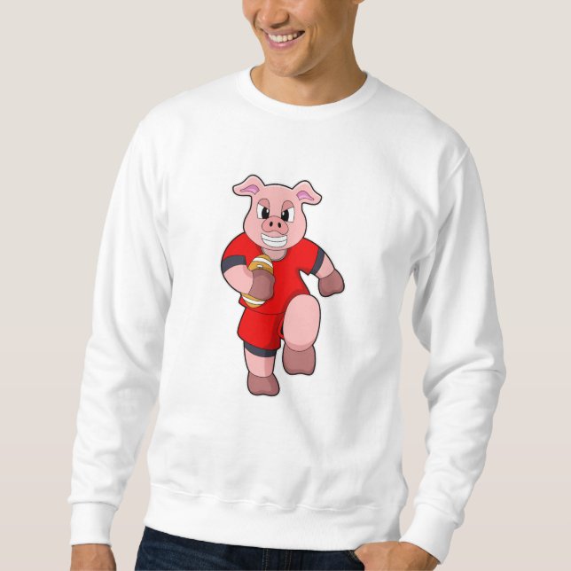 Pig at Football Sports Sweatshirt (Vorderseite)