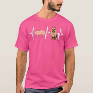 Pig Australian Terrier Heartbeat Dog Lover T-Shirt