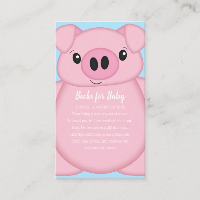 Pig Baby Dusche Farm Blue Boy Begleitkarte (Vorderseite)