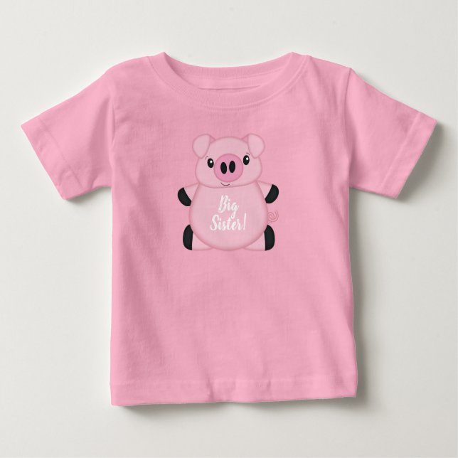 Pig Baby Dusche Farm Pink Girl Baby T-shirt (Vorderseite)