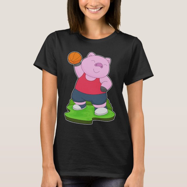 Pig Basketball-Spieler Basketball T-Shirt (Vorderseite)