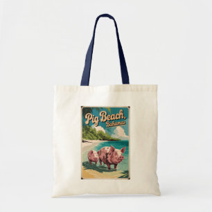 Pig Beach Bahamas Art Vintag Tragetasche