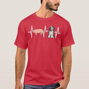 Pig Bearded Collie Heartbeat Dog Lover T-Shirt