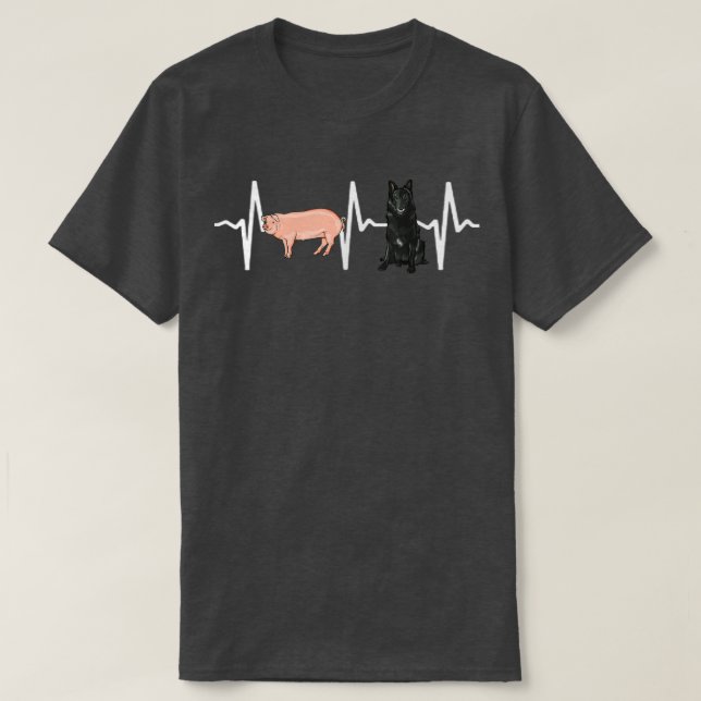 Pig Belgischer Schafhund Herzschlag Dog Lover T-Shirt (Design vorne)
