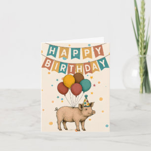 Pig Birthday Card - Funny Party Animal Karte