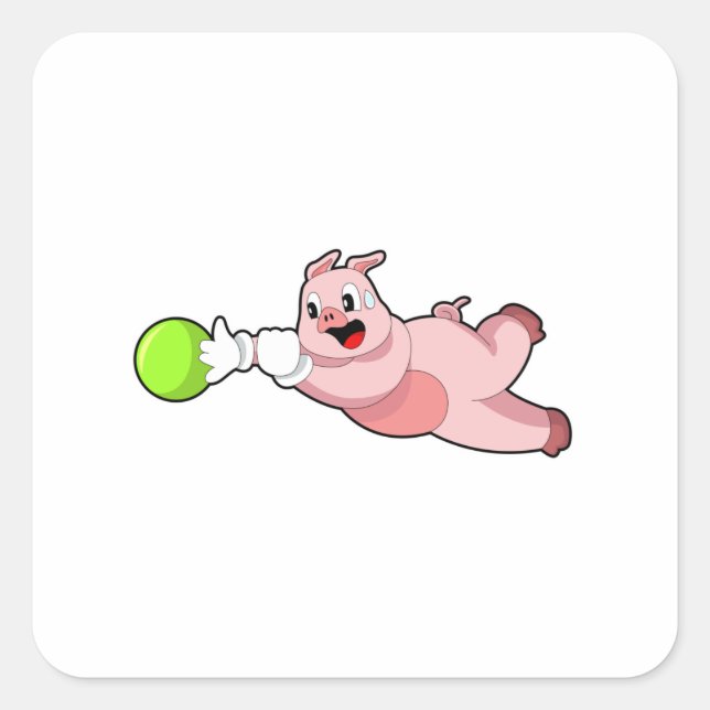 Pig Bowling Bowling Quadratischer Aufkleber (Vorderseite)
