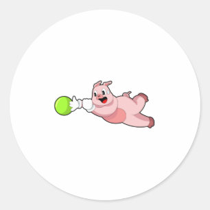 Pig Bowling Bowling Runder Aufkleber
