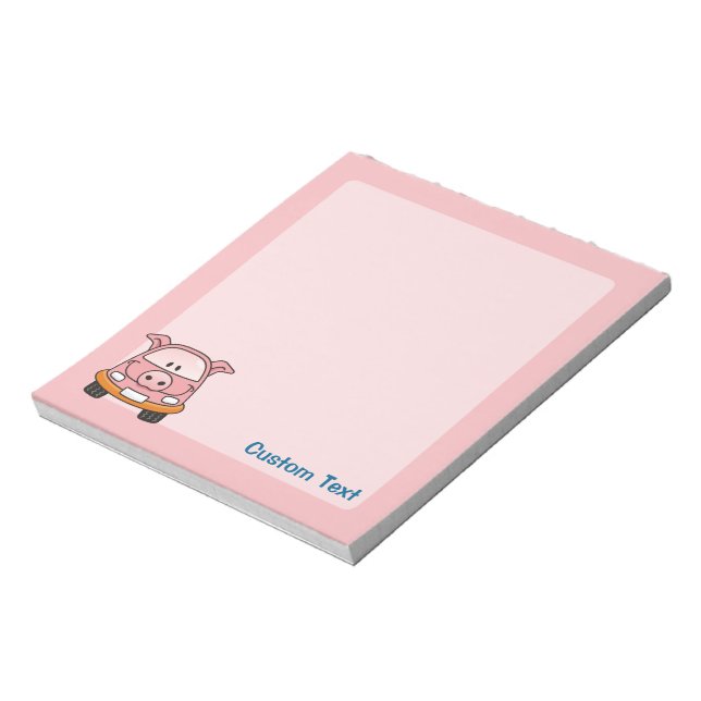 Pig Cartoon Car Notepad Notizblock (Rotiert)