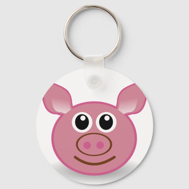 Pig-Cartoon-Gesicht Schlüsselanhänger (Vorderseite)