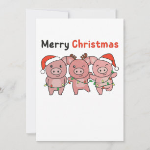 Pig Christmas Cute Pigs Merry Christmas Feiertagskarte