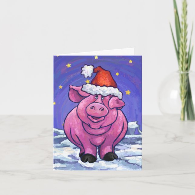 Pig Christmas Feiertagskarte (Vorderseite)