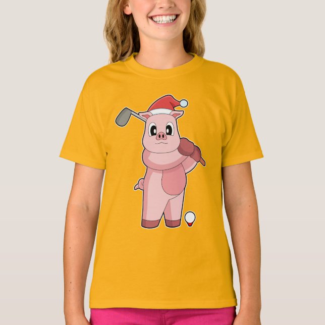 Pig Christmas Golf T-Shirt (Vorderseite)