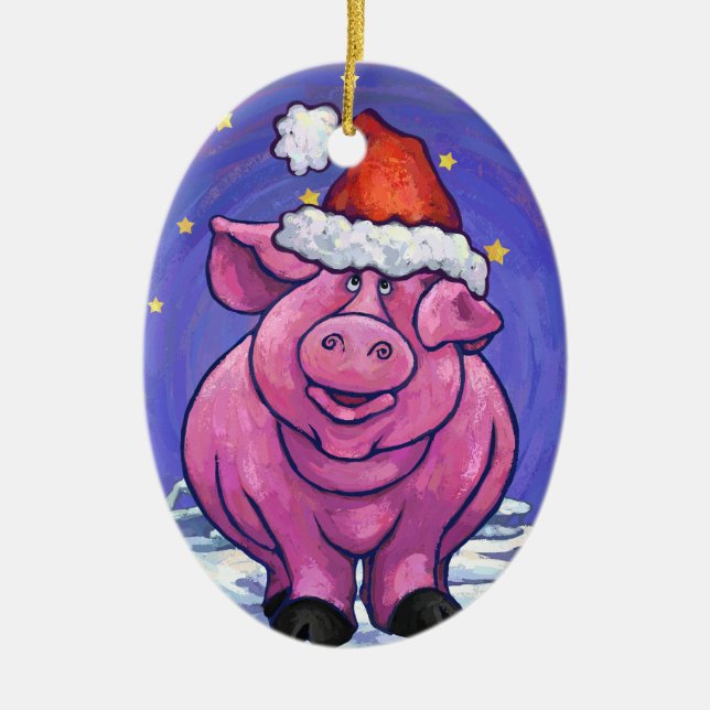Pig Christmas Keramik Ornament (Vorne)