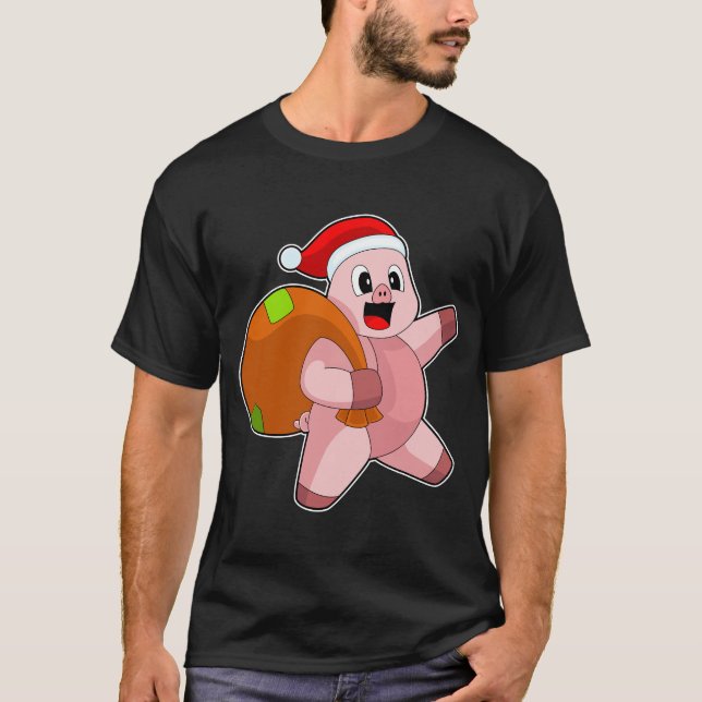 Pig Christmas Sack T-Shirt (Vorderseite)