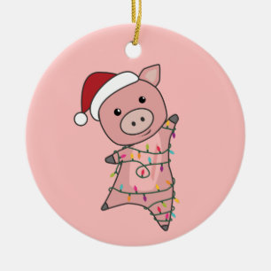 Pig Christmas Snow Winter Animals Pigs Adult Cloth Keramik Ornament