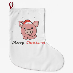 Pig Christmas Snow Winter Animals Pigs Großer Weihnachtsstrumpf