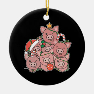 Pig Christmas Tree Funny Animal Christmas Keramik Ornament