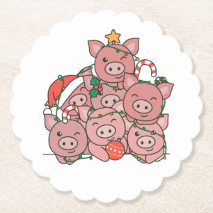 Pig Christmas Tree Funny Animal Christmas Untersetzer