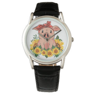 Pig Clock Art Niedliches Schweinegeschenke Beobach Armbanduhr