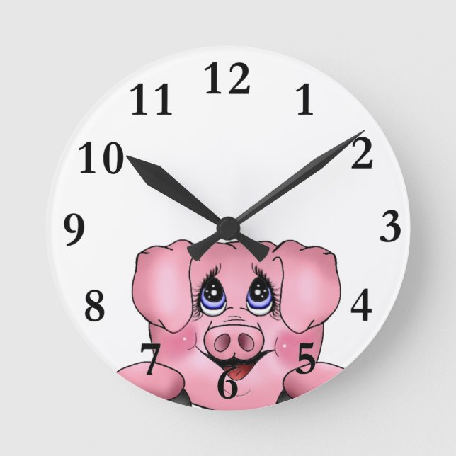 Pig Clock Runde Wanduhr (Vorderseite)