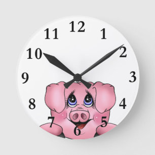 Pig Clock Runde Wanduhr