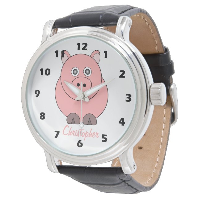 Pig Design Personalised Armbanduhr (Schrägansicht)