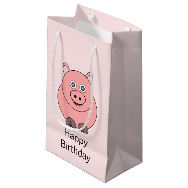 Pig Design Personalisiert Kleine Geschenktüte (Vorderseite Schrägansicht)