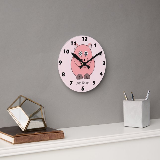 Pig Design Personalisiert Runde Wanduhr (Büro)