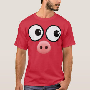 Pig Face Costume Funny Simple Lazy Halloween Costu T-Shirt