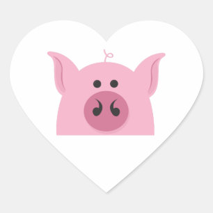 Pig Face Herz-Aufkleber