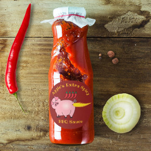 Pig Farting Fire Spicy BBQ Sauce Runder Aufkleber
