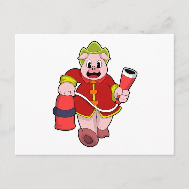 Pig Feuerlöschgerät Postkarte (Vorderseite)