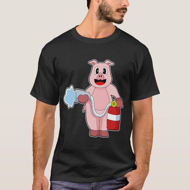Pig Firefighter Fire hose T-Shirt (Vorderseite)