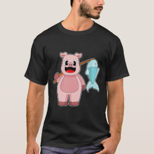 Pig Fisher Angelrute Angeln T-Shirt